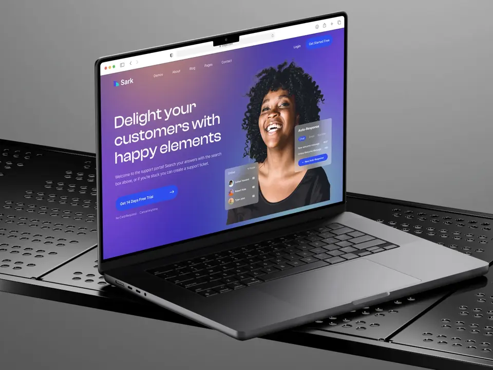 Colourful modern website displayed on laptop